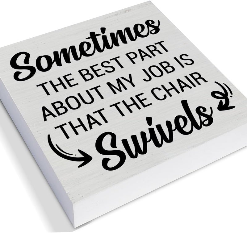 PIXCEOS Humorous Office Decorative Wooden Box Sign Sometimes the Best Part of My Job Quotes Wood Block Plaque Decor Farmhouse Home Office Shelf or Wall Display 5x5 Inches - Image 2